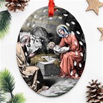 The birth of Christ Oval Filigree Ornament (Two Sides) Front