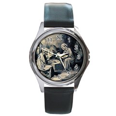 The Birth Of Christ Round Metal Watch by Valentinaart