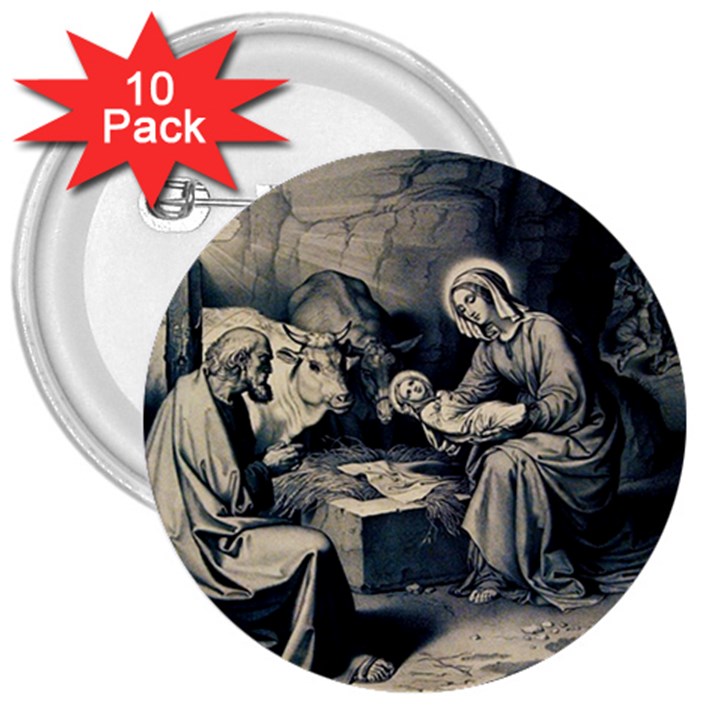 The birth of Christ 3  Buttons (10 pack) 