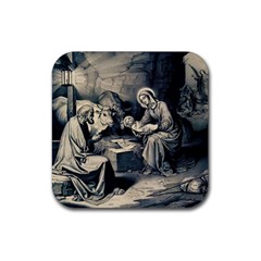 The Birth Of Christ Rubber Coaster (square)  by Valentinaart