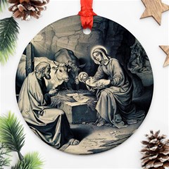 The Birth Of Christ Round Ornament (two Sides) by Valentinaart