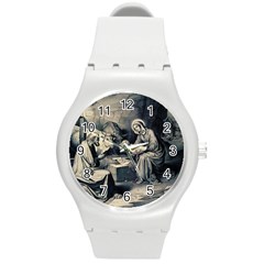 The Birth Of Christ Round Plastic Sport Watch (m) by Valentinaart