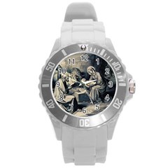 The Birth Of Christ Round Plastic Sport Watch (l) by Valentinaart