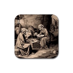 The Birth Of Christ Rubber Coaster (square)  by Valentinaart