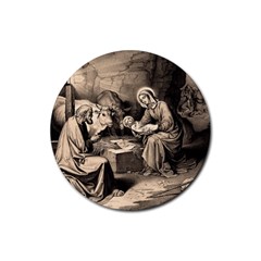 The Birth Of Christ Rubber Round Coaster (4 Pack)  by Valentinaart