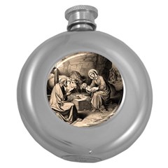 The Birth Of Christ Round Hip Flask (5 Oz) by Valentinaart