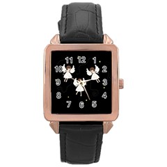 Christmas Angels  Rose Gold Leather Watch  by Valentinaart