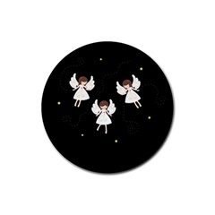 Christmas Angels  Rubber Coaster (round)  by Valentinaart