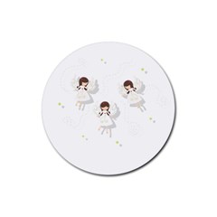 Christmas Angels  Rubber Coaster (round)  by Valentinaart