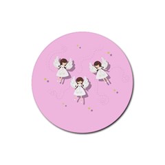 Christmas Angels  Rubber Round Coaster (4 Pack)  by Valentinaart