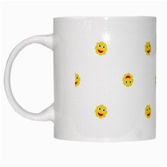 Happy Sun Motif Kids Seamless Pattern White Mugs