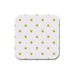 Happy Sun Motif Kids Seamless Pattern Rubber Square Coaster (4 Pack) 