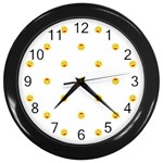 Happy Sun Motif Kids Seamless Pattern Wall Clocks (Black) Front