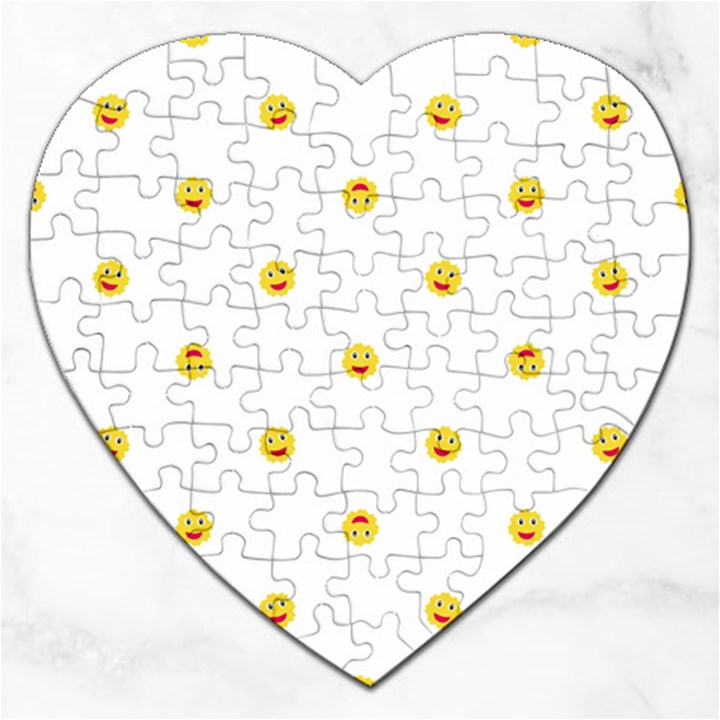 Happy Sun Motif Kids Seamless Pattern Jigsaw Puzzle (Heart)