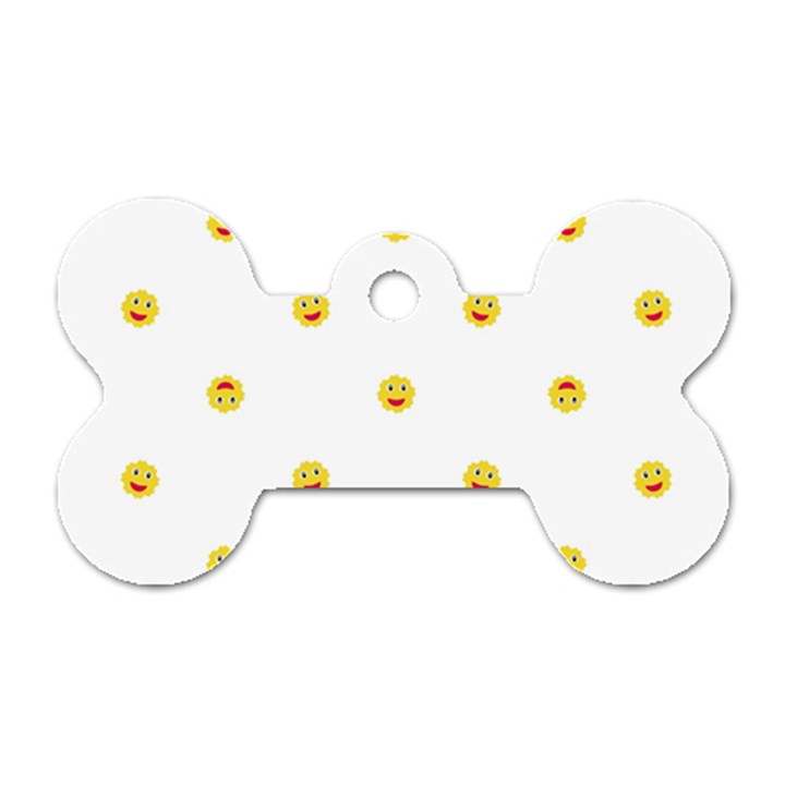 Happy Sun Motif Kids Seamless Pattern Dog Tag Bone (One Side)