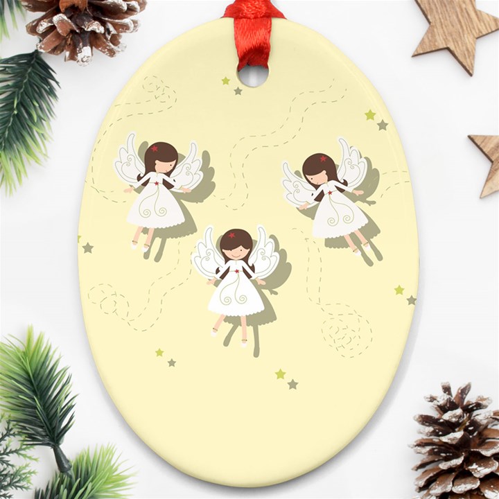 Christmas angels  Oval Ornament (Two Sides)