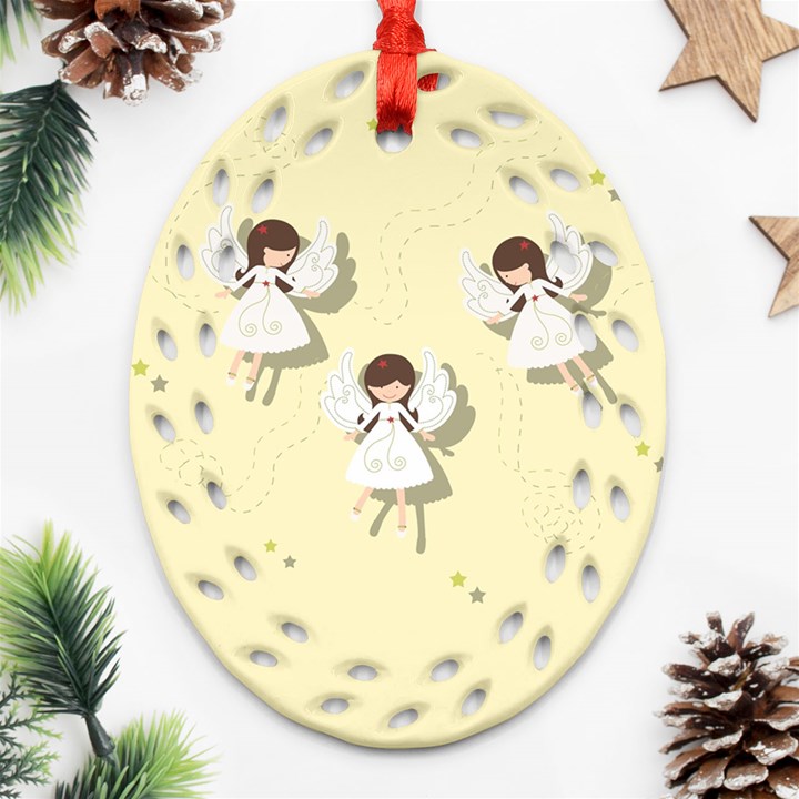 Christmas angels  Oval Filigree Ornament (Two Sides)