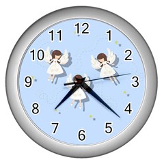 Christmas Angels  Wall Clocks (silver)  by Valentinaart