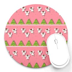 Christmas Angels  Round Mousepads by Valentinaart