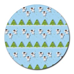 Christmas Angels  Round Mousepads by Valentinaart