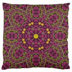 Butterflies  Roses In Gold Spreading Calm And Love Large Cushion Case (two Sides) by pepitasart