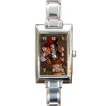 Steampunk, Wonderful Steampunk Lady Rectangle Italian Charm Watch Front