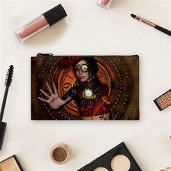 Steampunk, Wonderful Steampunk Lady Cosmetic Bag (Small) 