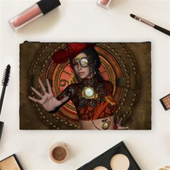 Steampunk, Wonderful Steampunk Lady Cosmetic Bag (Large) 