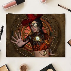 Steampunk, Wonderful Steampunk Lady Cosmetic Bag (XL)