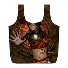 Steampunk, Wonderful Steampunk Lady Full Print Recycle Bags (L) 