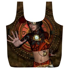 Steampunk, Wonderful Steampunk Lady Full Print Recycle Bags (L) 