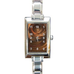 Brown, Bronze, Wicker, And Rattan Fractal Circles Rectangle Italian Charm Watch by jayaprime