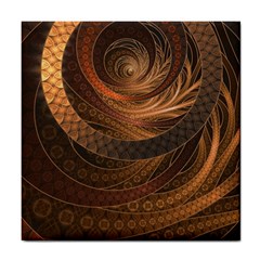 Brown, Bronze, Wicker, And Rattan Fractal Circles Tile Coasters by jayaprime