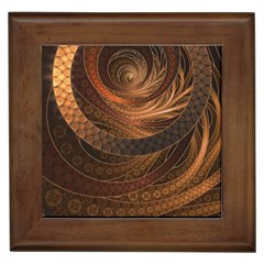 Brown, Bronze, Wicker, And Rattan Fractal Circles Framed Tiles by jayaprime