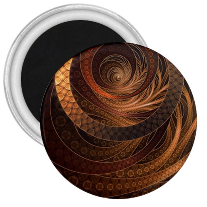 Brown, Bronze, Wicker, and Rattan Fractal Circles 3  Magnets