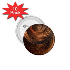 Brown, Bronze, Wicker, And Rattan Fractal Circles 1 75  Buttons (10 Pack) by jayaprime