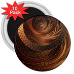 Brown, Bronze, Wicker, and Rattan Fractal Circles 3  Magnets (10 pack)  Front