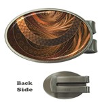 Brown, Bronze, Wicker, and Rattan Fractal Circles Money Clips (Oval)  Front