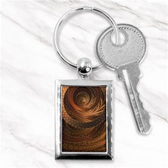 Brown, Bronze, Wicker, And Rattan Fractal Circles Key Chains (rectangle)  by jayaprime