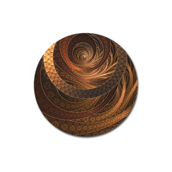 Brown, Bronze, Wicker, and Rattan Fractal Circles Magnet 3  (Round)