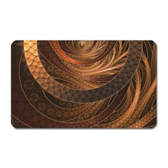 Brown, Bronze, Wicker, And Rattan Fractal Circles Magnet (rectangular) by jayaprime