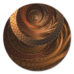 Brown, Bronze, Wicker, and Rattan Fractal Circles Magnet 5  (Round) Front