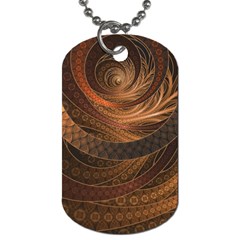 Brown, Bronze, Wicker, And Rattan Fractal Circles Dog Tag (two Sides) by jayaprime