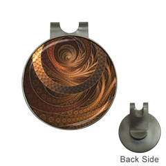 Brown, Bronze, Wicker, And Rattan Fractal Circles Hat Clips With Golf Markers by jayaprime