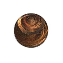 Brown, Bronze, Wicker, And Rattan Fractal Circles Hat Clip Ball Marker (4 Pack) by jayaprime