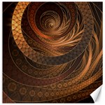 Brown, Bronze, Wicker, and Rattan Fractal Circles Canvas 12  x 12   11.4 x11.56  Canvas - 1