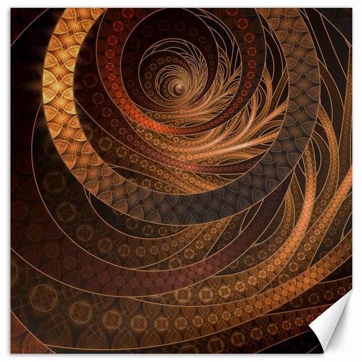 Brown, Bronze, Wicker, and Rattan Fractal Circles Canvas 12  x 12  