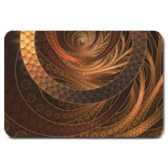 Brown, Bronze, Wicker, And Rattan Fractal Circles Large Doormat  by jayaprime