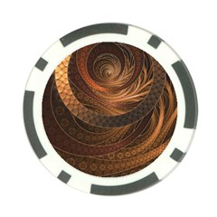 Brown, Bronze, Wicker, And Rattan Fractal Circles Poker Chip Card Guard by jayaprime