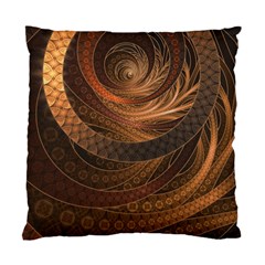 Brown, Bronze, Wicker, And Rattan Fractal Circles Standard Cushion Case (two Sides) by jayaprime